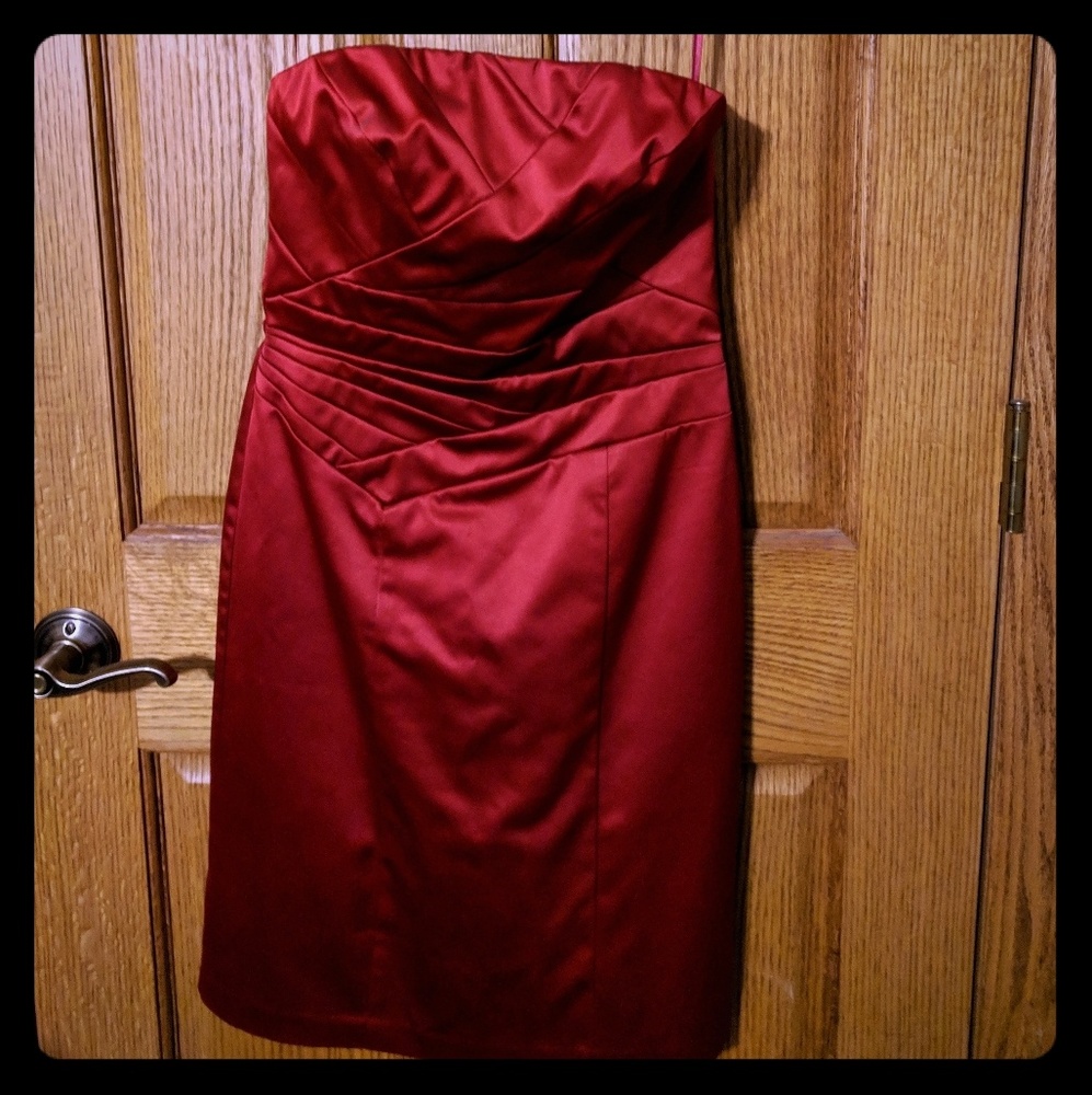 Red strapless dress- great for the holidays!